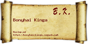 Bonyhai Kinga névjegykártya